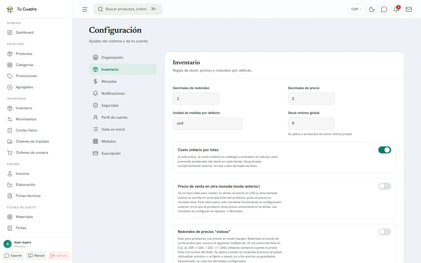 Pantalla del panel para «No veo un menú o un botón»